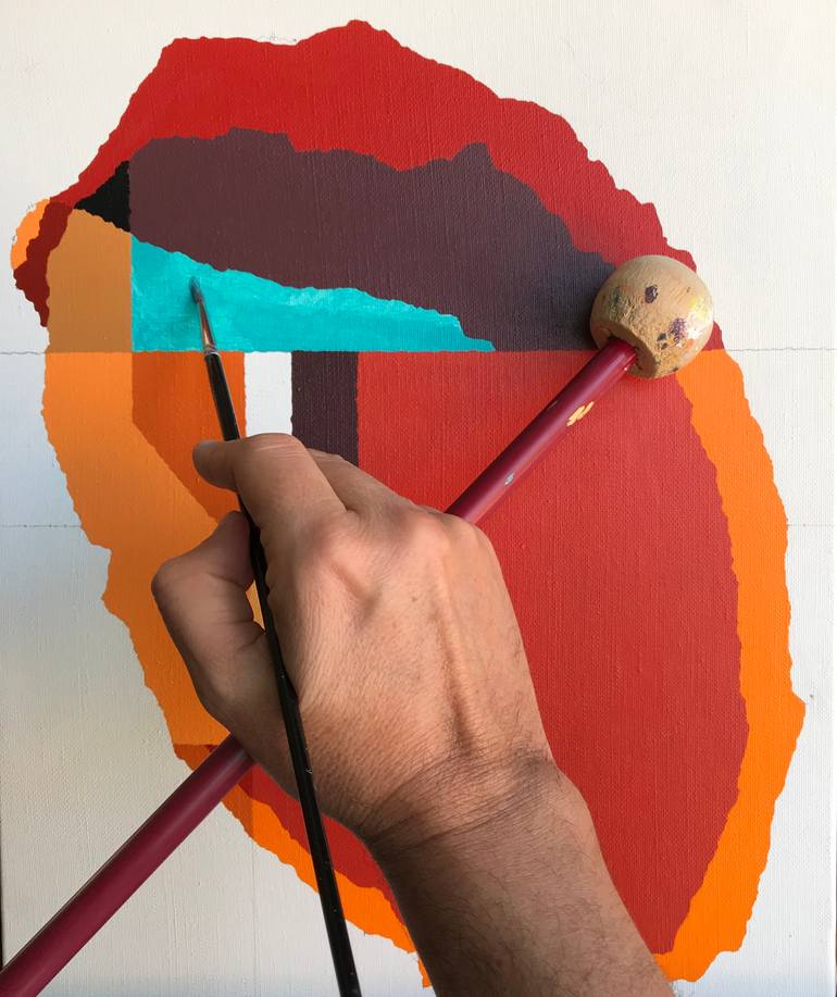 Original Geometric Abstract Painting by Rafa Mateo