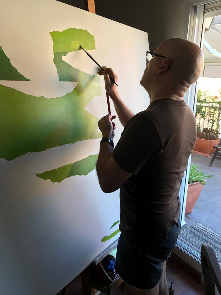 Original Geometric Abstract Painting by Rafa Mateo