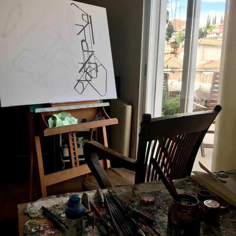 Original Geometric Abstract Painting by Rafa Mateo