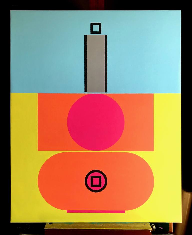 Original Geometric Abstract Painting by Rafa Mateo