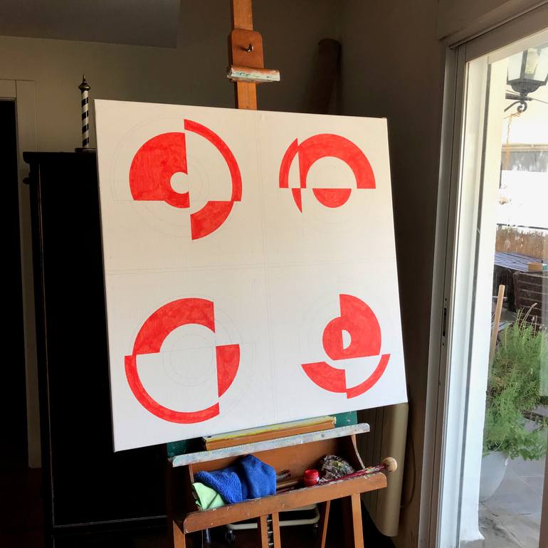 Original Geometric Abstract Painting by Rafa Mateo