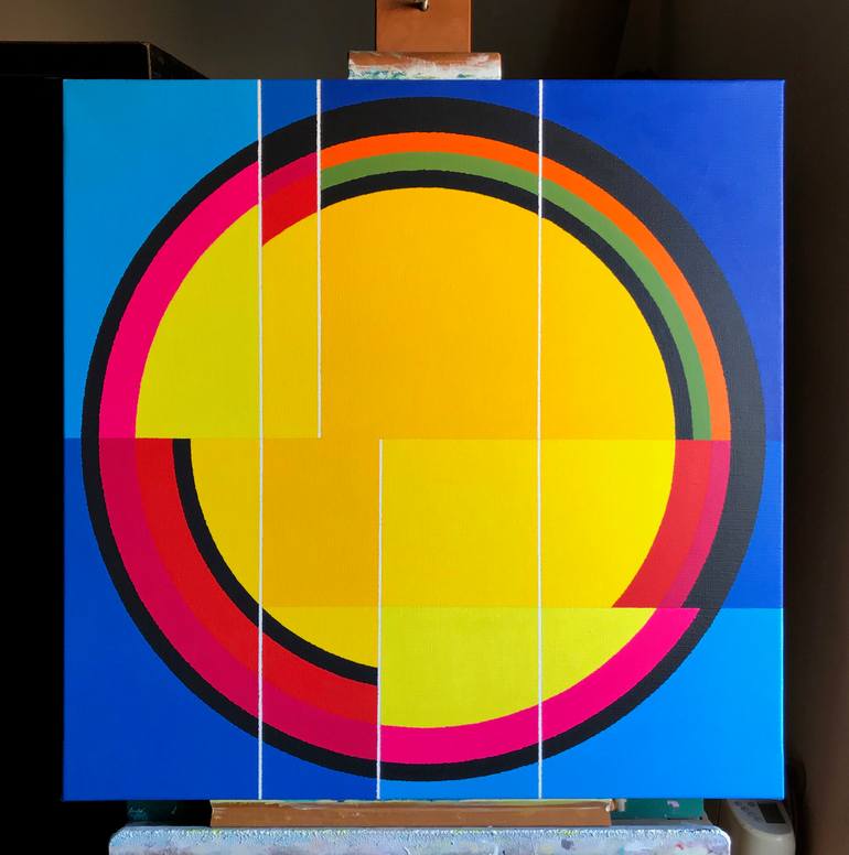 Original Geometric Abstract Painting by Rafa Mateo