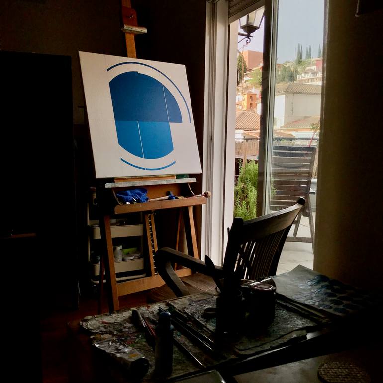 Original Geometric Abstract Painting by Rafa Mateo