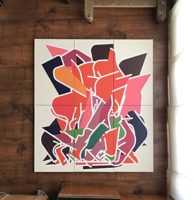 Original Geometric Abstract Painting by Rafa Mateo