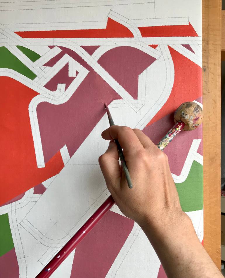 Original Geometric Abstract Painting by Rafa Mateo