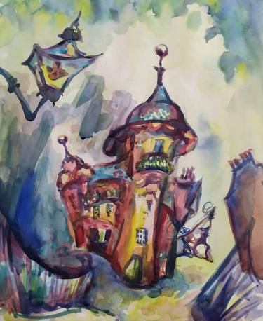 Original Abstract Expressionism Architecture Paintings by Yuliya Talinovsky DrollMuse