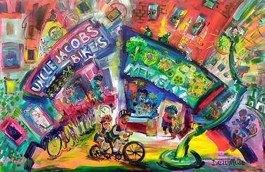 Original Abstract Expressionism Cities Painting by Yuliya Talinovsky Drollmuse