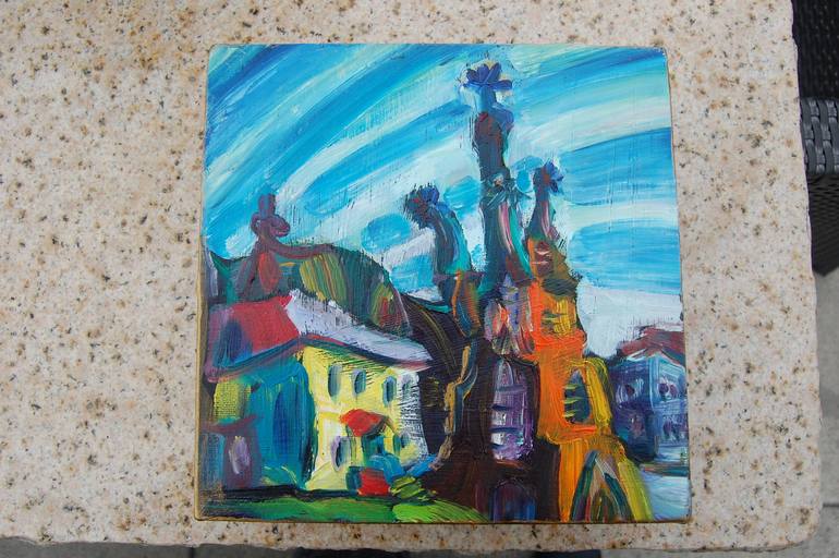 Original Abstract Expressionism Architecture Painting by Yuliya Talinovsky DrollMuse