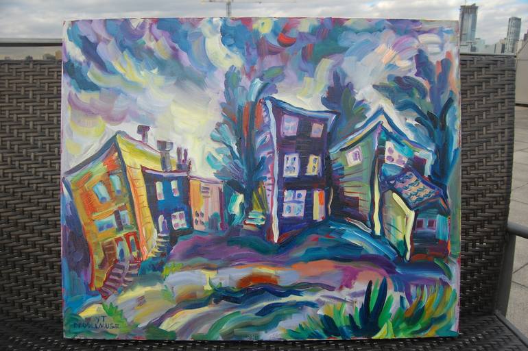 Original Abstract Expressionism Architecture Painting by Yuliya Talinovsky DrollMuse