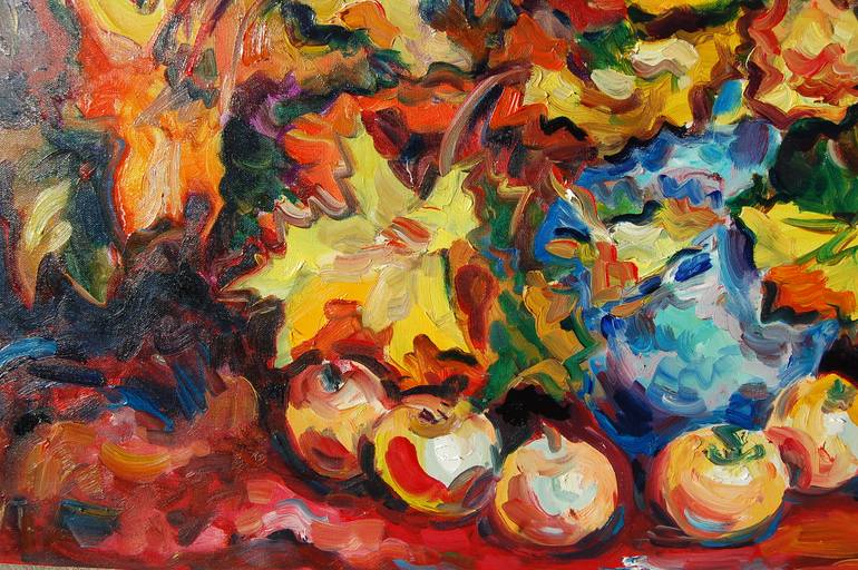 Original Abstract Expressionism Still Life Painting by Yuliya Talinovsky DrollMuse
