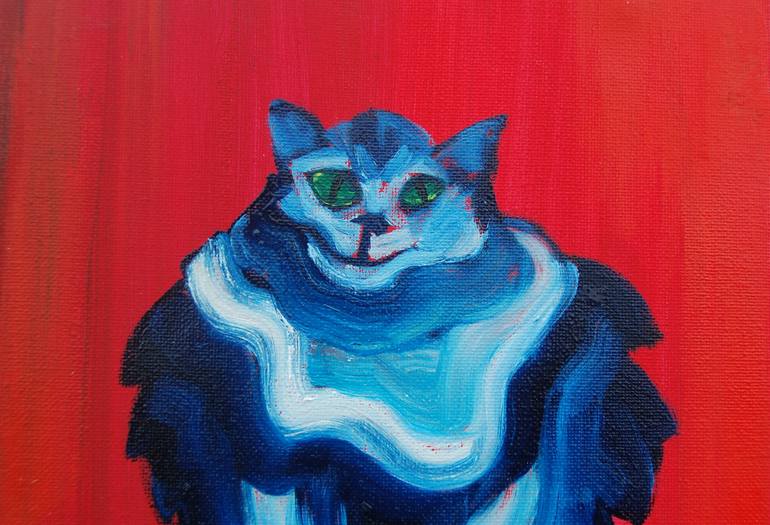 Original Abstract Expressionism Cats Painting by Yuliya Talinovsky Drollmuse