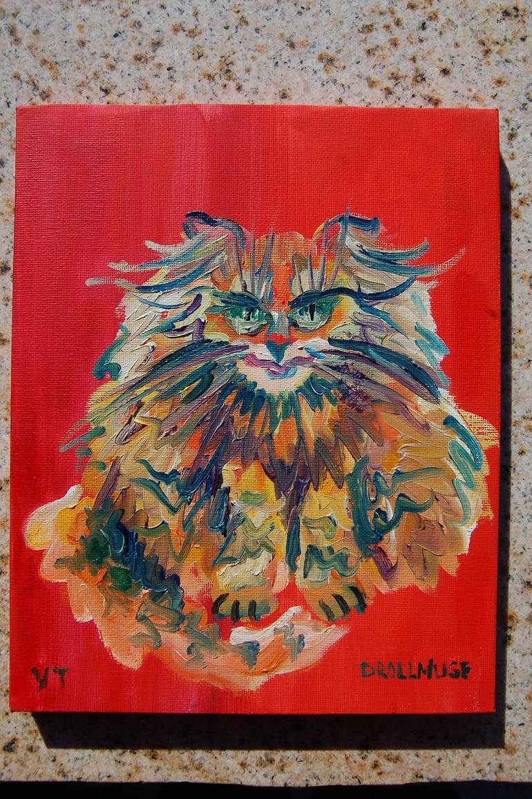Original Cats Painting by Yuliya Talinovsky DrollMuse