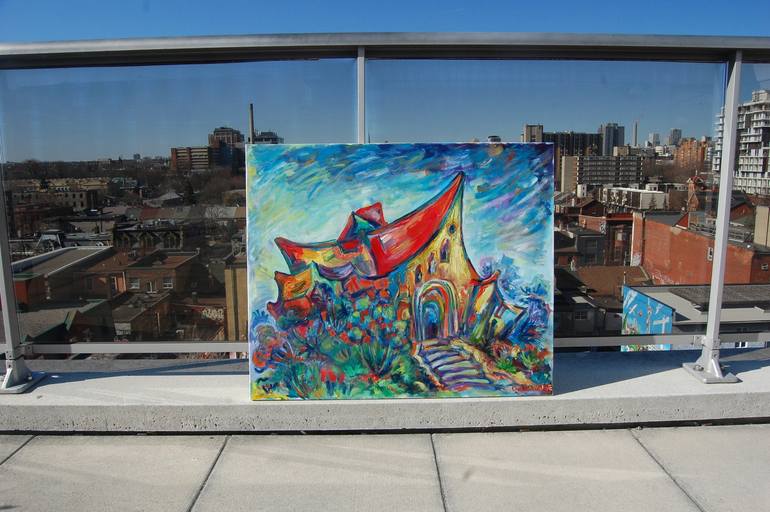 Original Abstract Expressionism Architecture Painting by Yuliya Talinovsky Drollmuse