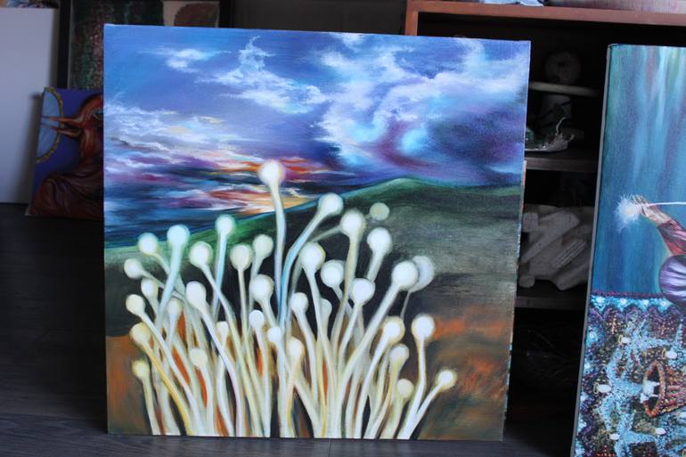 Original Abstract Botanic Painting by Ia Liparteliani