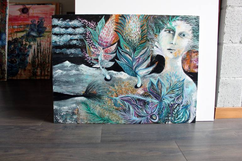 Original Abstract Expressionism Botanic Painting by Ia Liparteliani