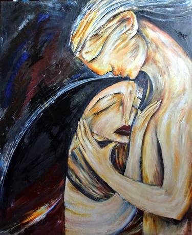Original Expressionism Love Painting by Oleksii Nechyporenko