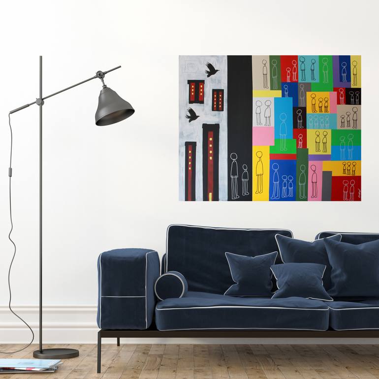 Original Abstract Cities Painting by Doron Noyman