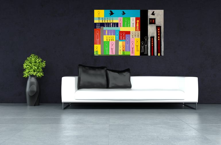 Original Abstract Cities Painting by Doron Noyman