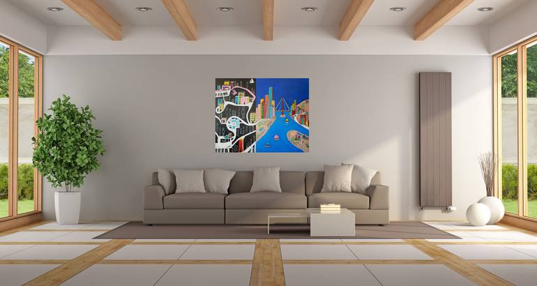 Original Abstract Cities Painting by Doron Noyman