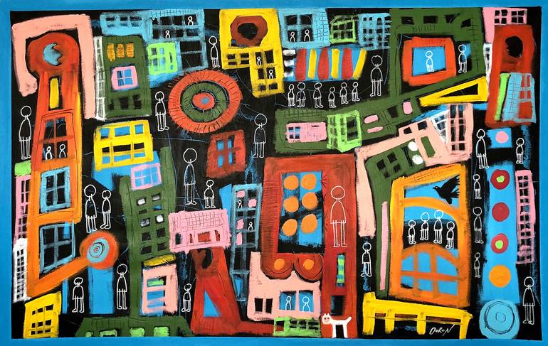 Looking For My Cat At Sunset Original Painting by doron noyman