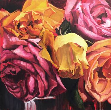 Print of Expressionism Floral Paintings by Sonia Amelia
