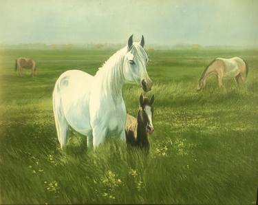 Horses in the field thumb
