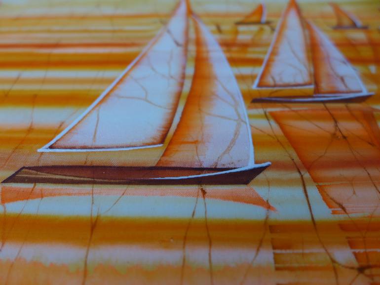 Original Sailboat Painting by Julia Ismambetova