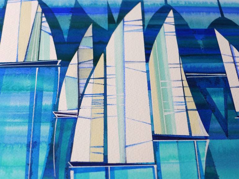 Original Abstract Boat Painting by Julia Ismambetova