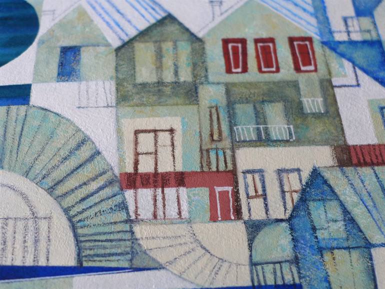 Original Abstract Boat Painting by Julia Ismambetova