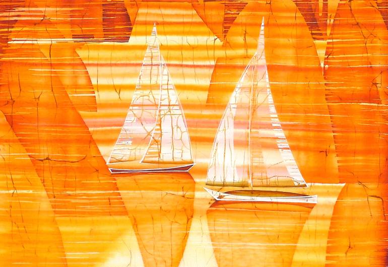 Original Conceptual Sailboat Painting by Julia Ismambetova