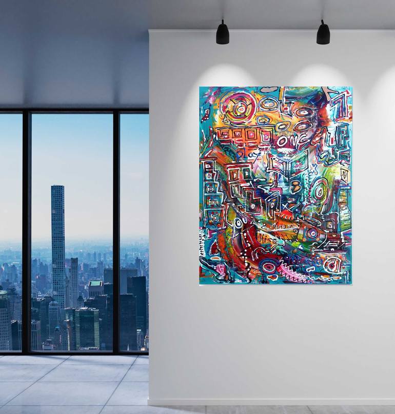 Original Abstract Expressionism Cities Painting by Rudi Art Peters
