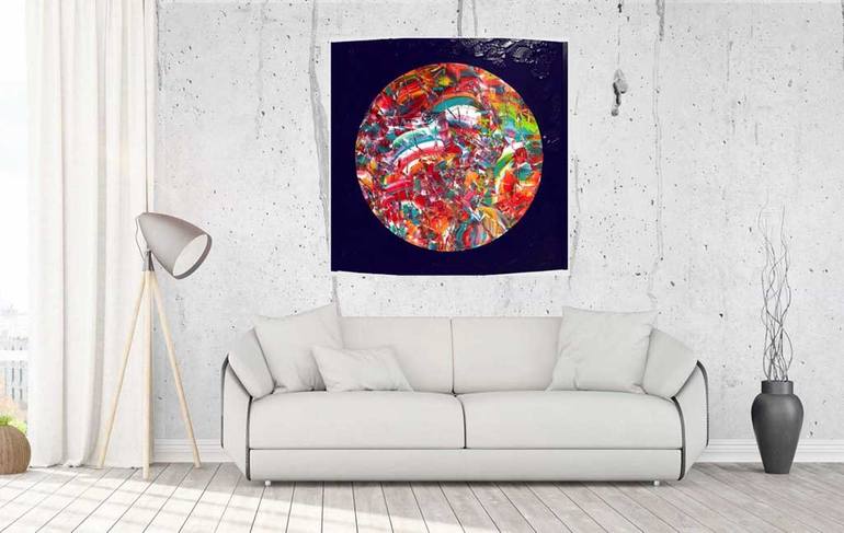 Original Abstract Expressionism Outer Space Painting by Rudi Art Peters
