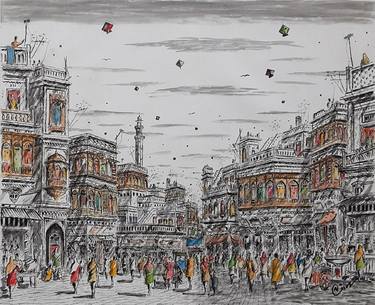 Original Art Deco Architecture Paintings by Sajjad Ahmad