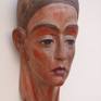 Contemplative head of a young woman.
It`s one of my first sculptures with flowing structure
and sanded and scratched surface.
Wood carved wall sculpture covered with paint.