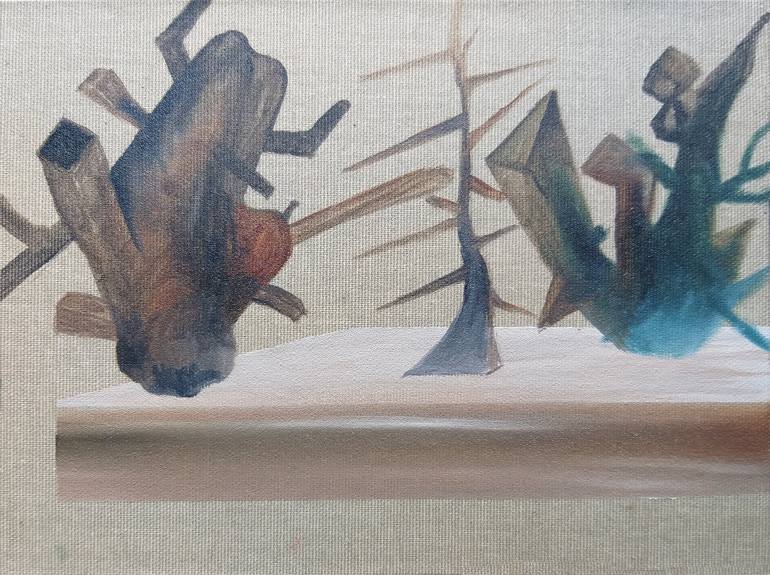 Weird forest I. Wooden torsos Painting by Noémi Rácz | Saatchi Art