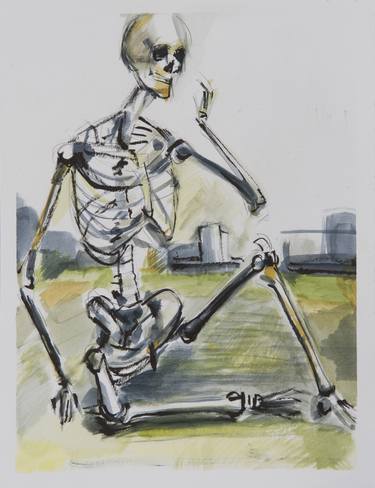 Original Figurative Mortality Drawings by Sebok Balazs