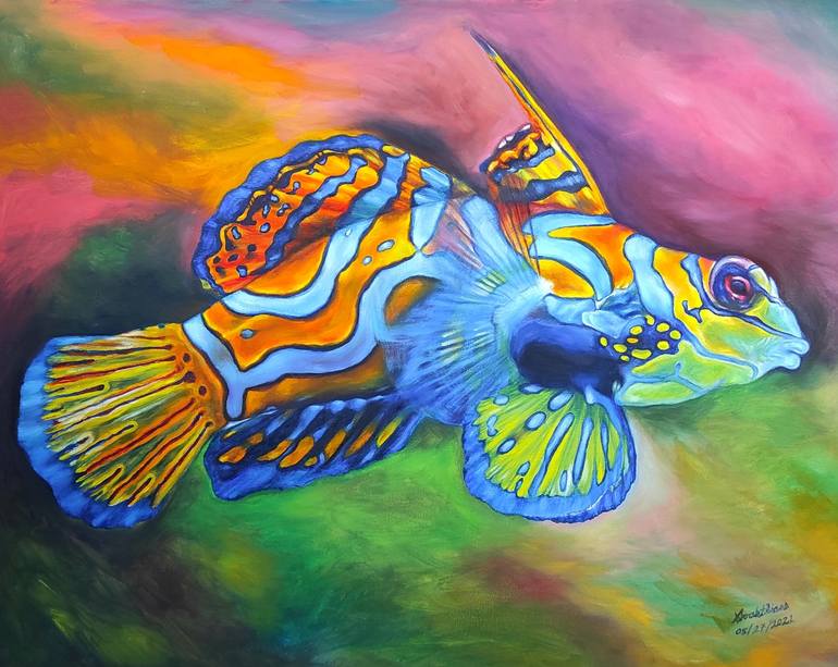 Mandarin Fish ( Dragonet ) Painting by Noah Sian | Saatchi Art