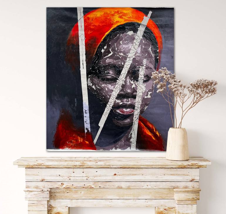 Original Abstract Expressionism Portrait Painting by olawuyi oluwole