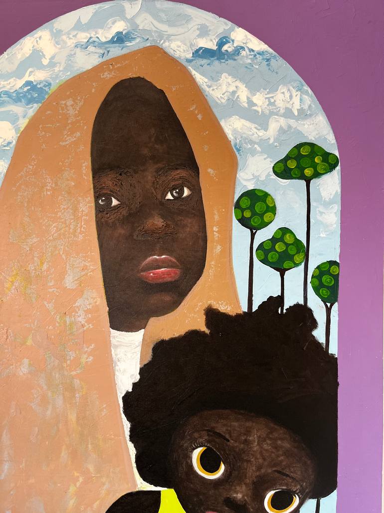 Original Abstract Expressionism Children Painting by Olawuyi Oluwole