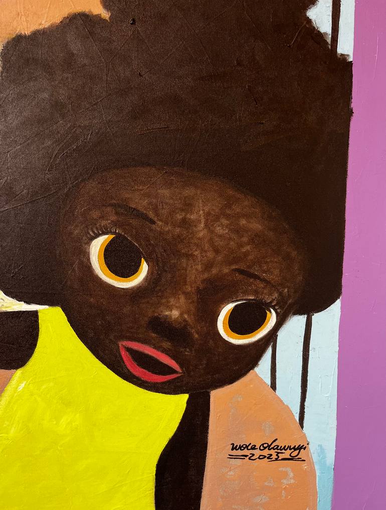 Original Abstract Expressionism Children Painting by Olawuyi Oluwole