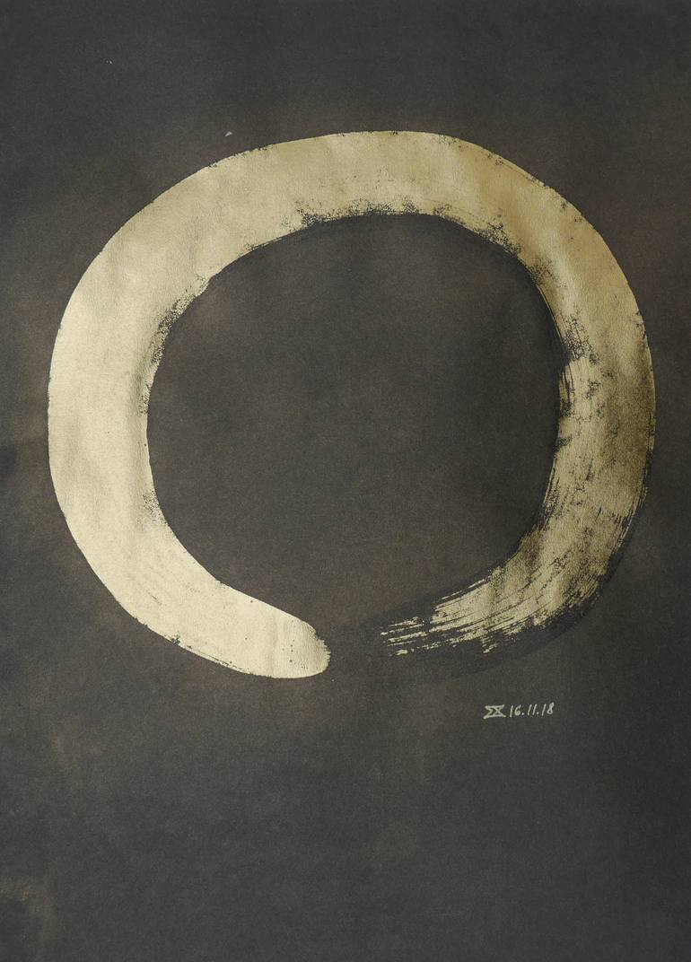 Golden Enso Drawing by Sophia Hadjipapa-Gee | Saatchi Art