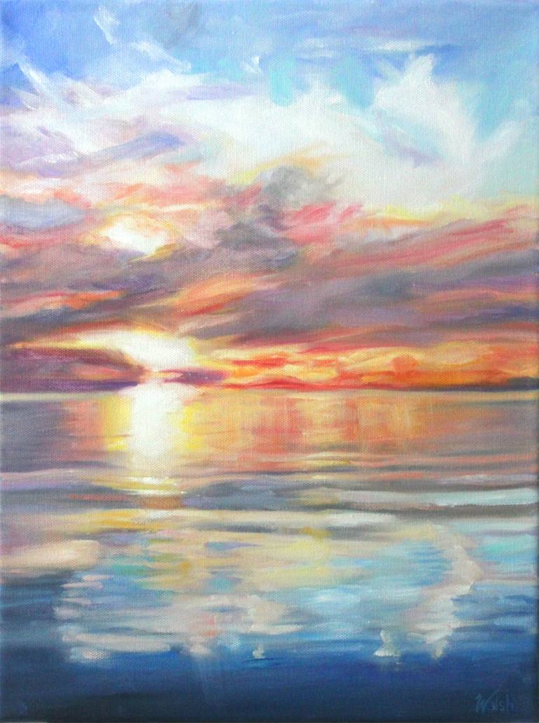 Sunset at Sea Painting by Barbara Walsh | Saatchi Art