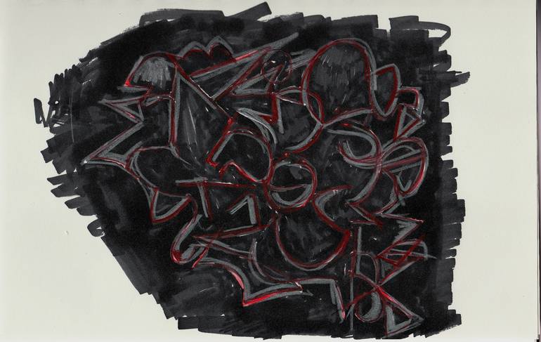 Monochrome Red Drawing by Thomas Taylor | Saatchi Art