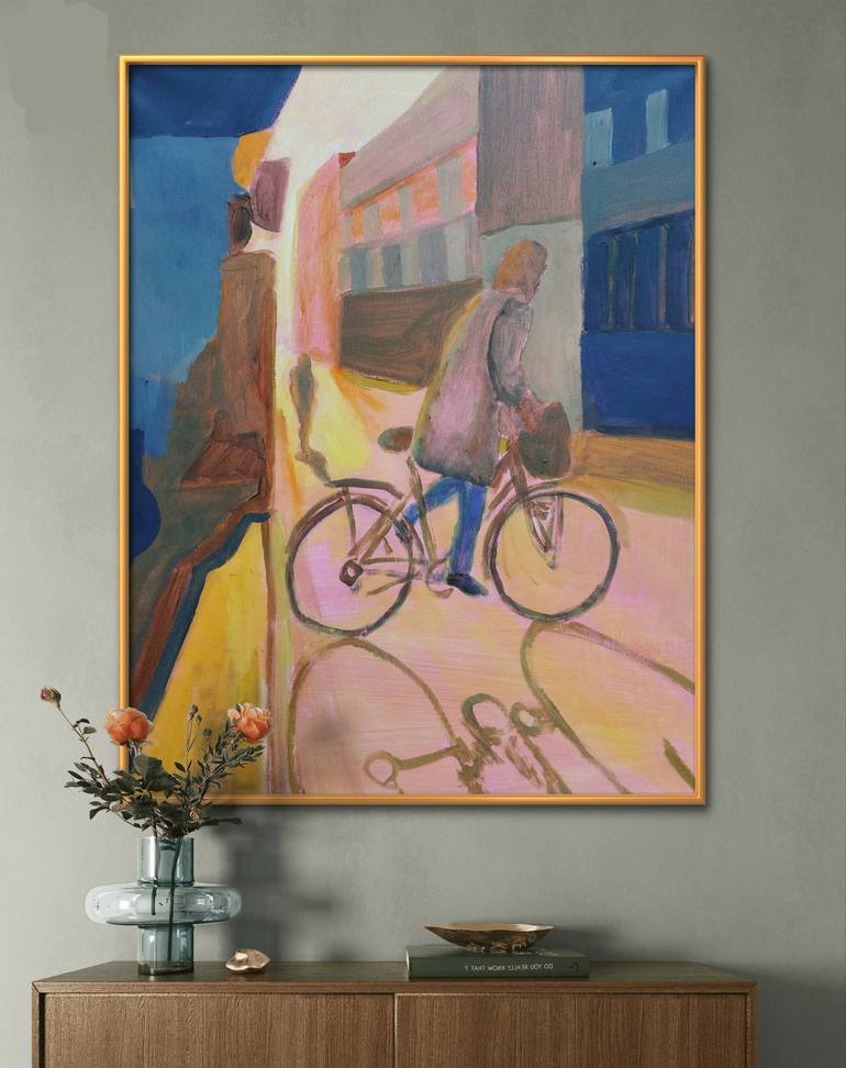 Original Figurative Bike Painting by Lennart  Schou
