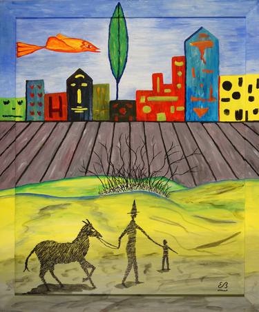 Original Surrealism Fantasy Painting by Erwin Bruegger