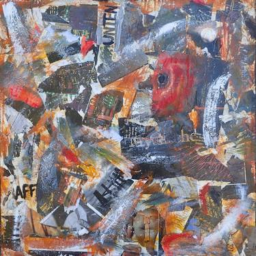Original Abstract Expressionism Abstract Collage by Erwin Bruegger