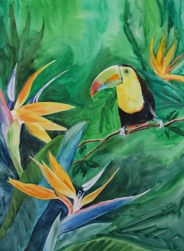 Free toucan Painting by Nataliia Pshenychna | Saatchi Art