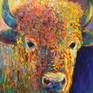 The American bison is so often dark and mysterious. But for spring, Barbara wanted to paint him in all his wooly texture in a golden light, as the gold and white bison is held in special regard by Native Americans. He's a symbol of spring and a symbol of renewal. 

This piece is currently for sale, sides painted for a contemporary look, and is delivered with a Certificate of Authenticity, ready to hang!