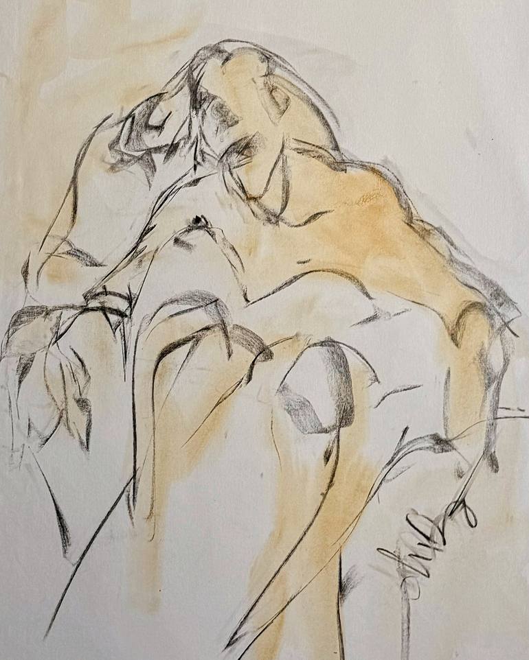 Original Figurative Nude Drawing by Jane du Brin