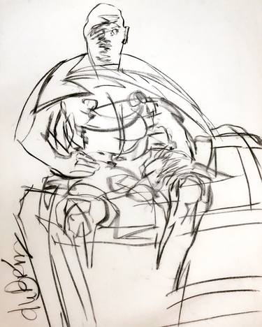 Original Abstract Men Drawings by Jane du Brin